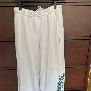 Free people movement pink Joggers with Green Leaf Design size small